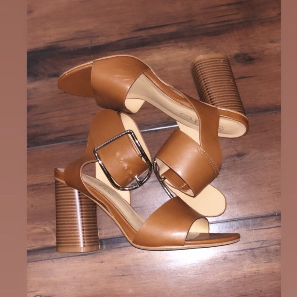 Brown chunky heels